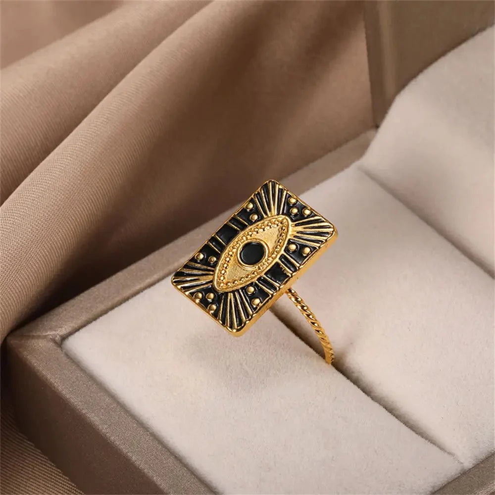 Classy Evil Eye Heart & Rectangle Rings