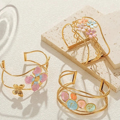 Classy Floral Bangle Bracelets