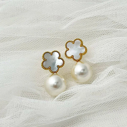 Classy Floral Pearl Ball Earrings