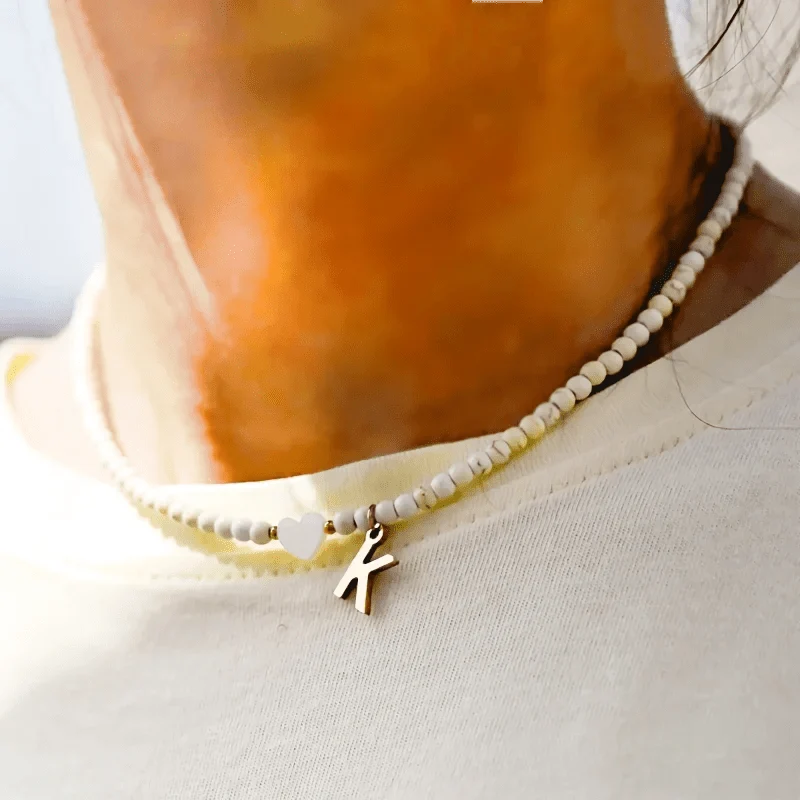 Colorful Beaded Initial Choker Necklace
