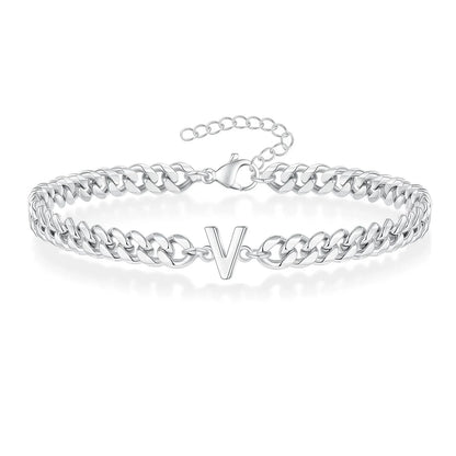 Couples Letter Initial Cuban Bracelet