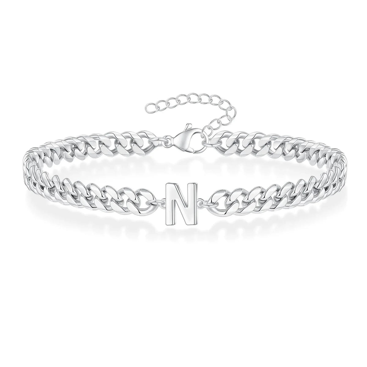 Couples Letter Initial Cuban Bracelet