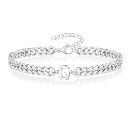 Couples Letter Initial Cuban Bracelet