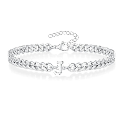 Couples Letter Initial Cuban Bracelet