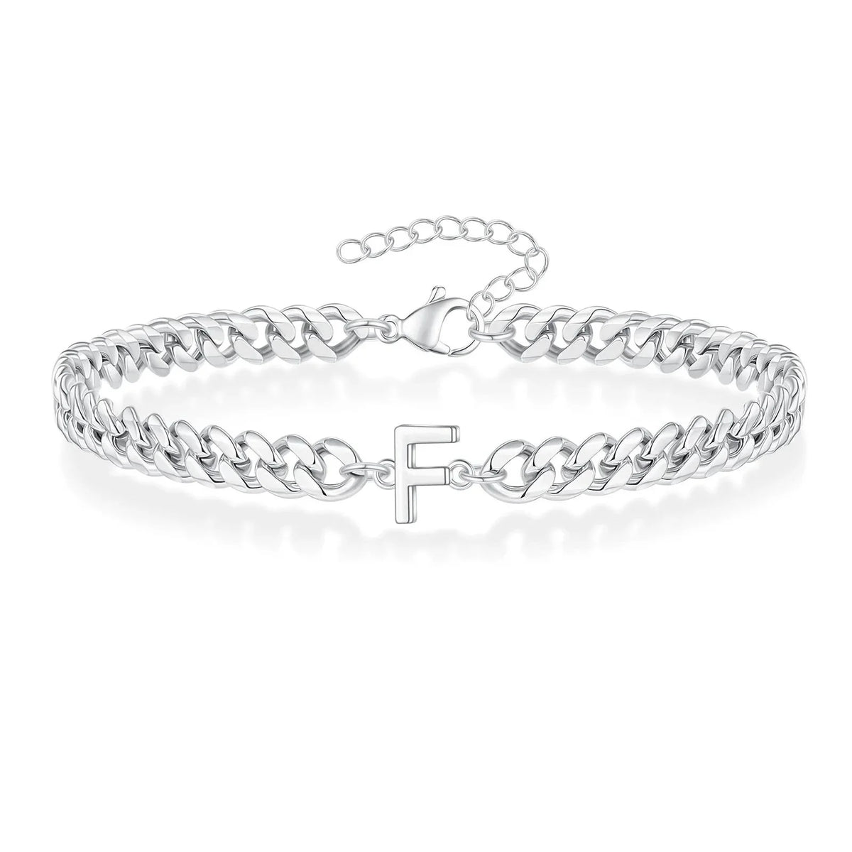 Couples Letter Initial Cuban Bracelet