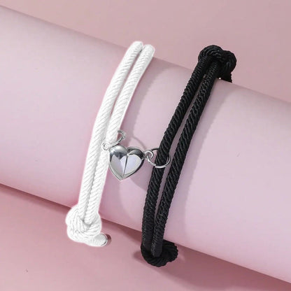 Couples Magnetic Heart Rope Bracelet Set
