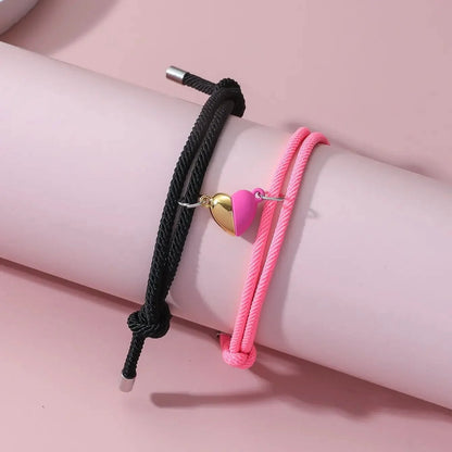 Couples Magnetic Heart Rope Bracelet Set