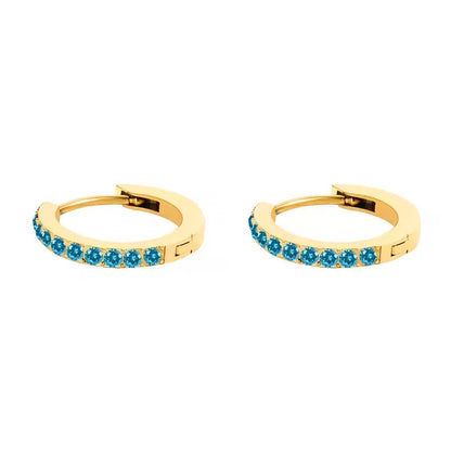Dainty Birthstone Hoop Huggie Earrings
