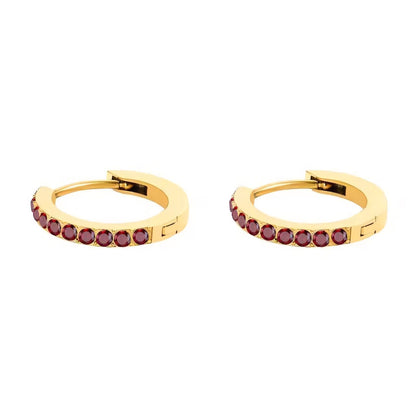 Dainty Birthstone Hoop Huggie Earrings