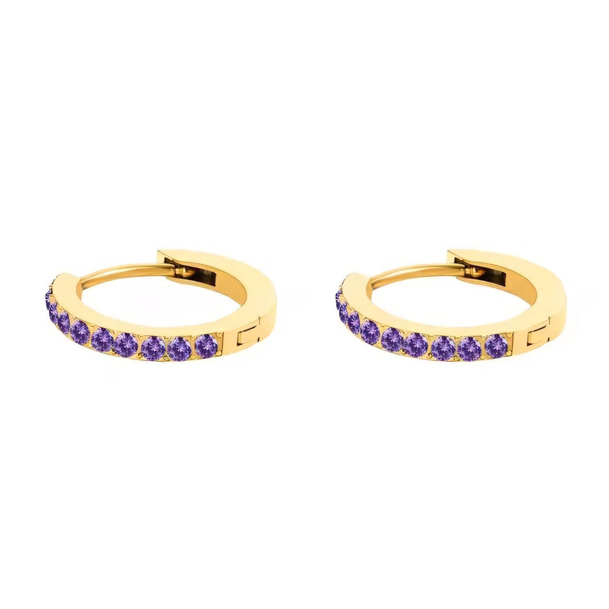 Dainty Birthstone Hoop Huggie Earrings