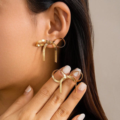 Dainty Bow Tassel Earrings