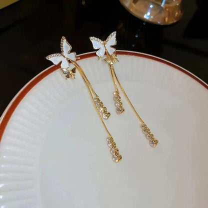 Dainty Butterfly Dangle Earrings