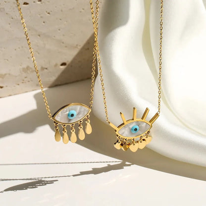 Dainty Evil Eye Dangle Necklaces