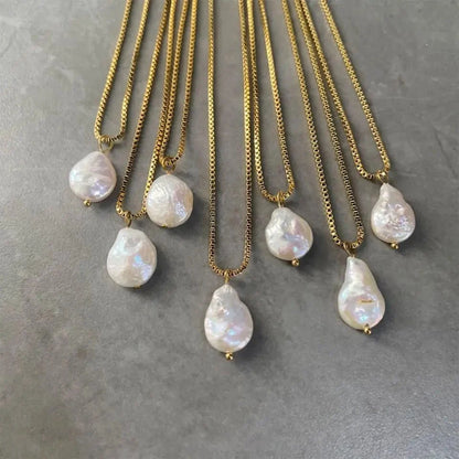Dainty Flat Pearl Necklace