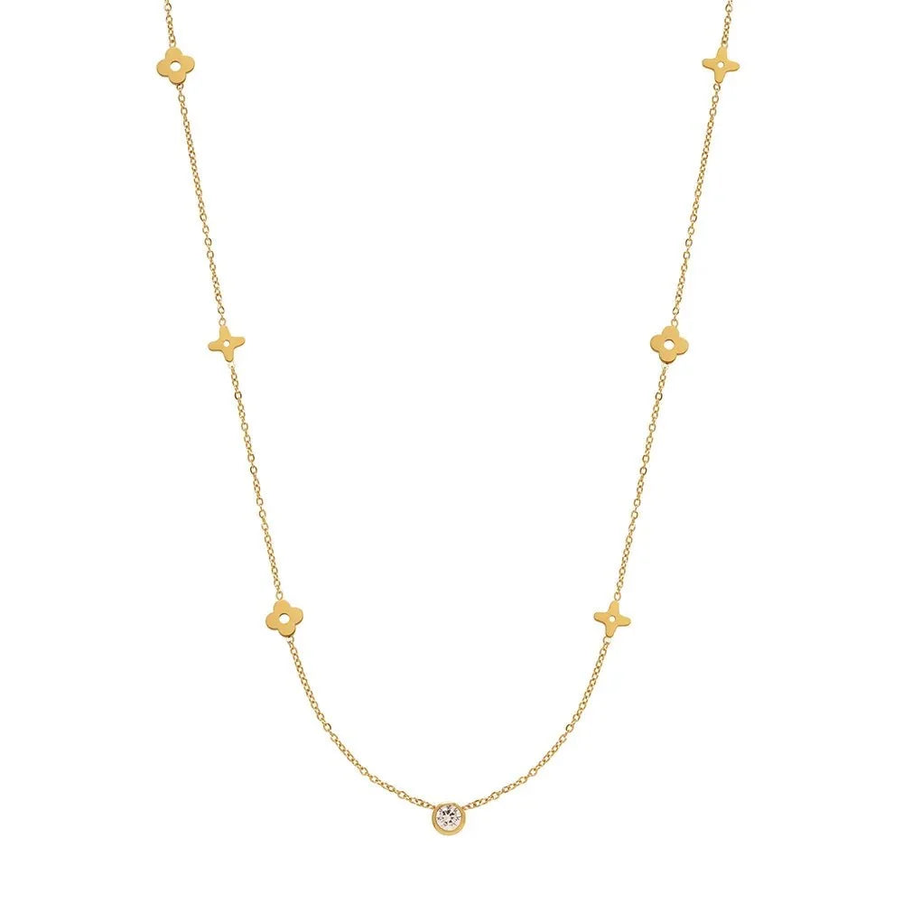 Dainty Floral Diamond Centerpiece Necklace