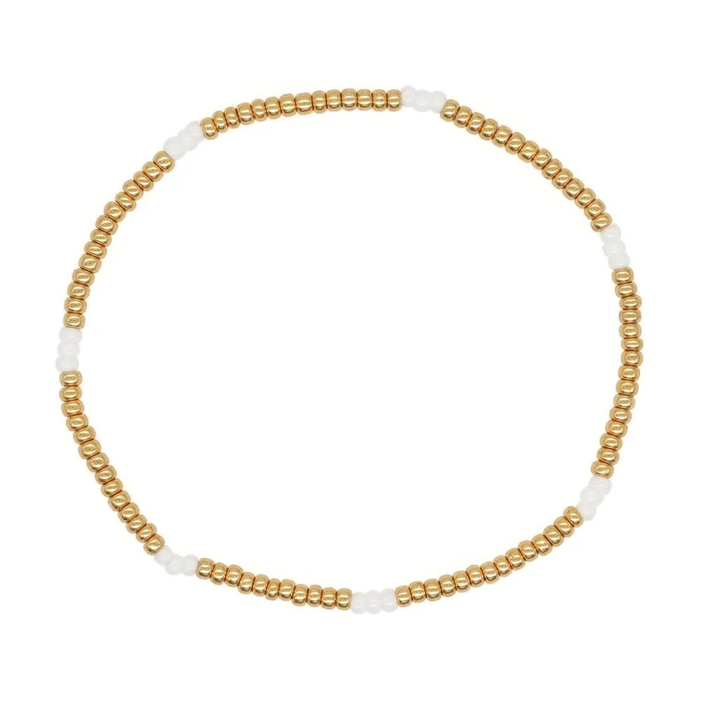 Dainty Gold Beaded Pearl Bracelets