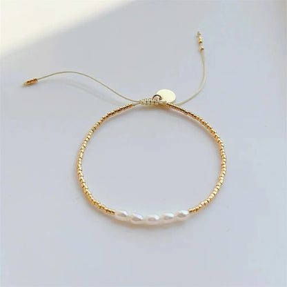 Dainty Pearl Golden Beaded Bracelet