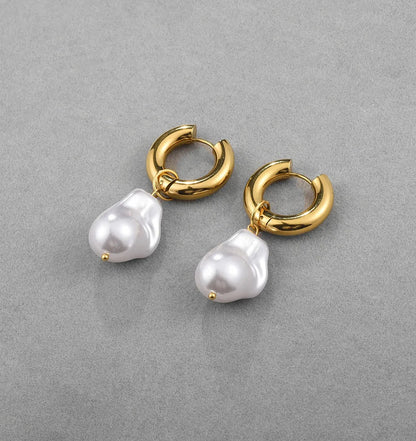 Dainty Pearl Huggie Earrings