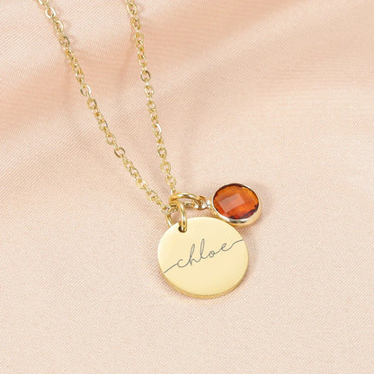 Dainty Personalized Name & Birthstone Necklace