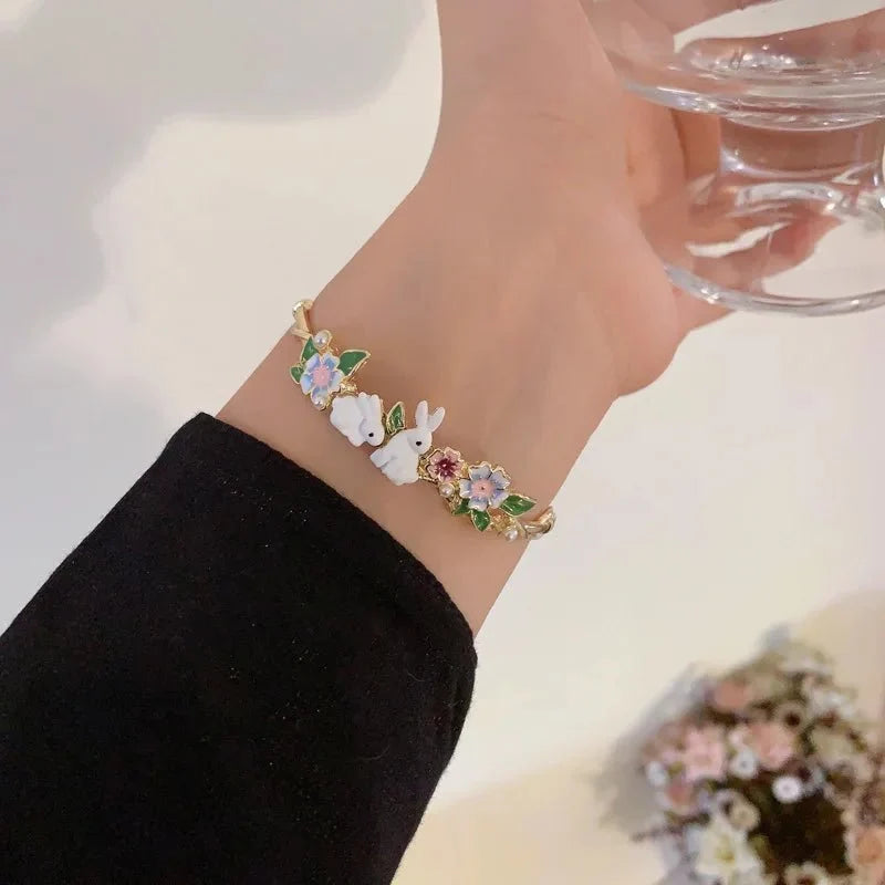 Dainty Rabbits Floral Bracelet