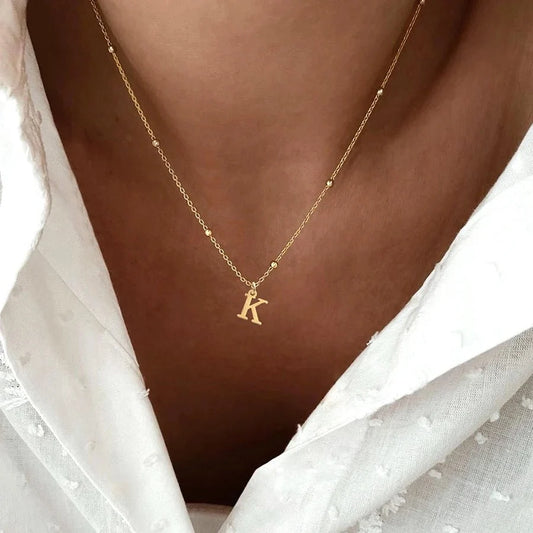 Dainty Satellite Chain Letter Initial Necklace