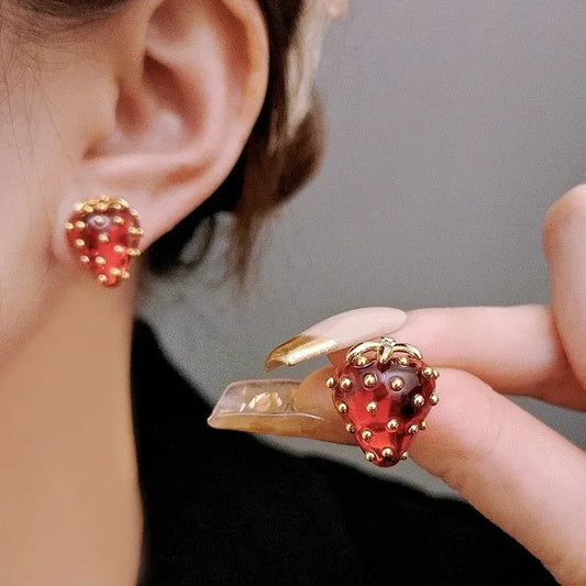 Dainty Strawberry Grace Stud Earrings
