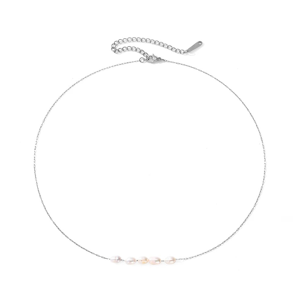 Dainty Strung Beaded Chain Necklace