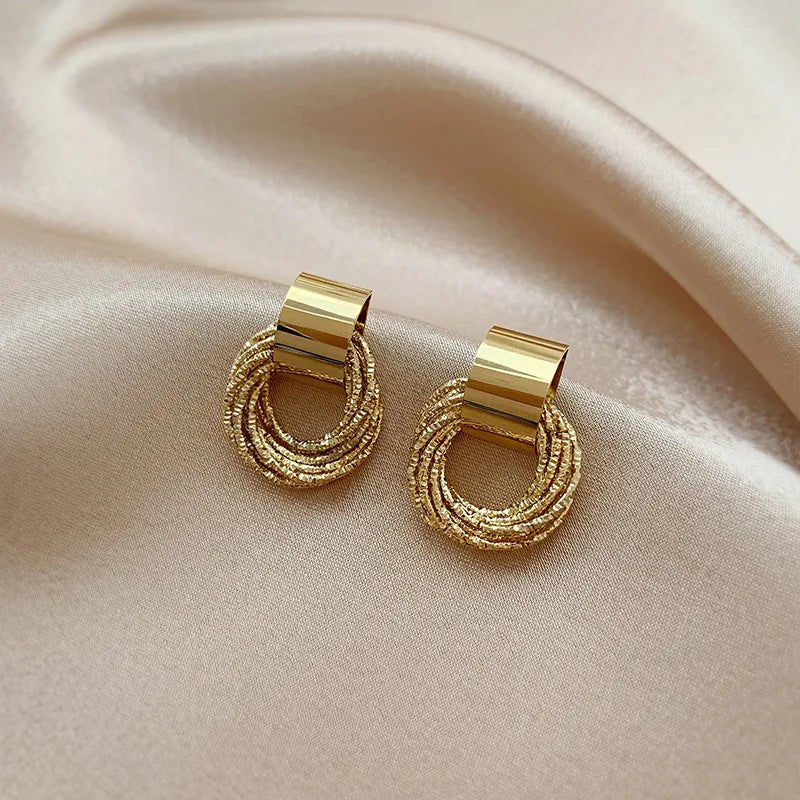 Dainty Strung Circle Chain Earrings
