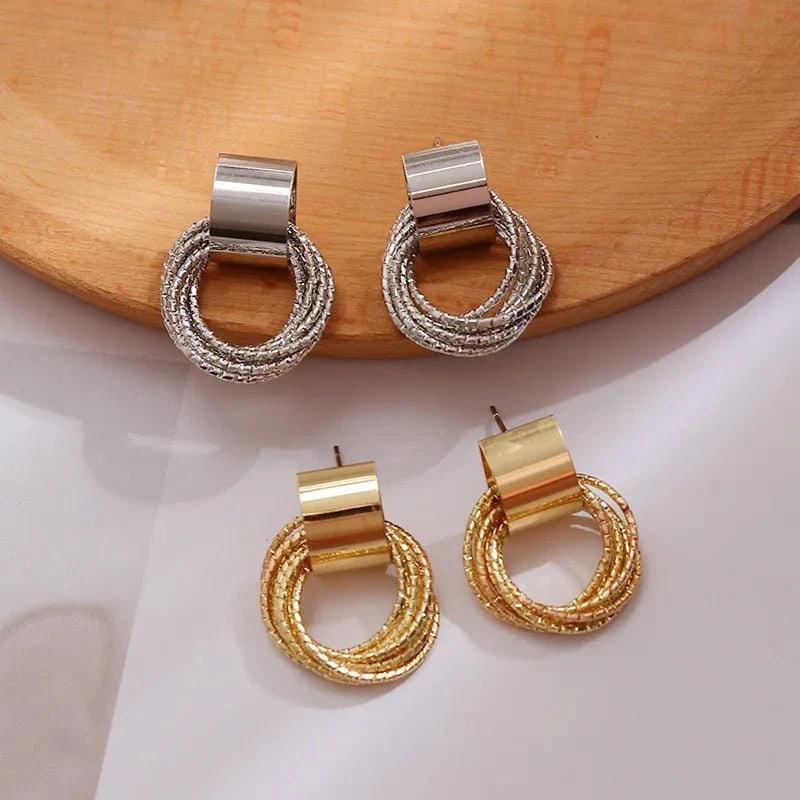 Dainty Strung Circle Chain Earrings