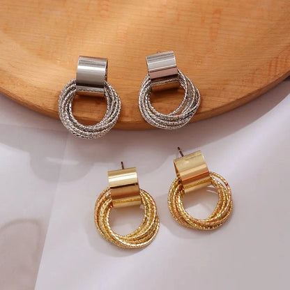 Dainty Strung Circle Chain Earrings