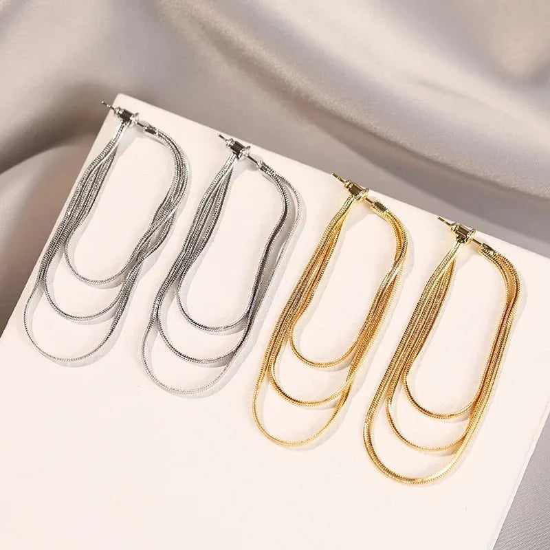 Dainty Tassel Dangle Chain Earrings