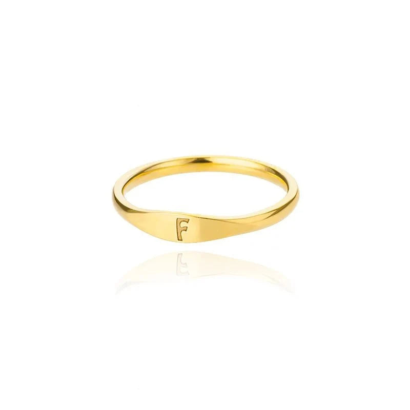 Dainty Thin Letter Initial Ring