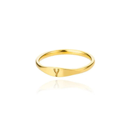 Dainty Thin Letter Initial Ring