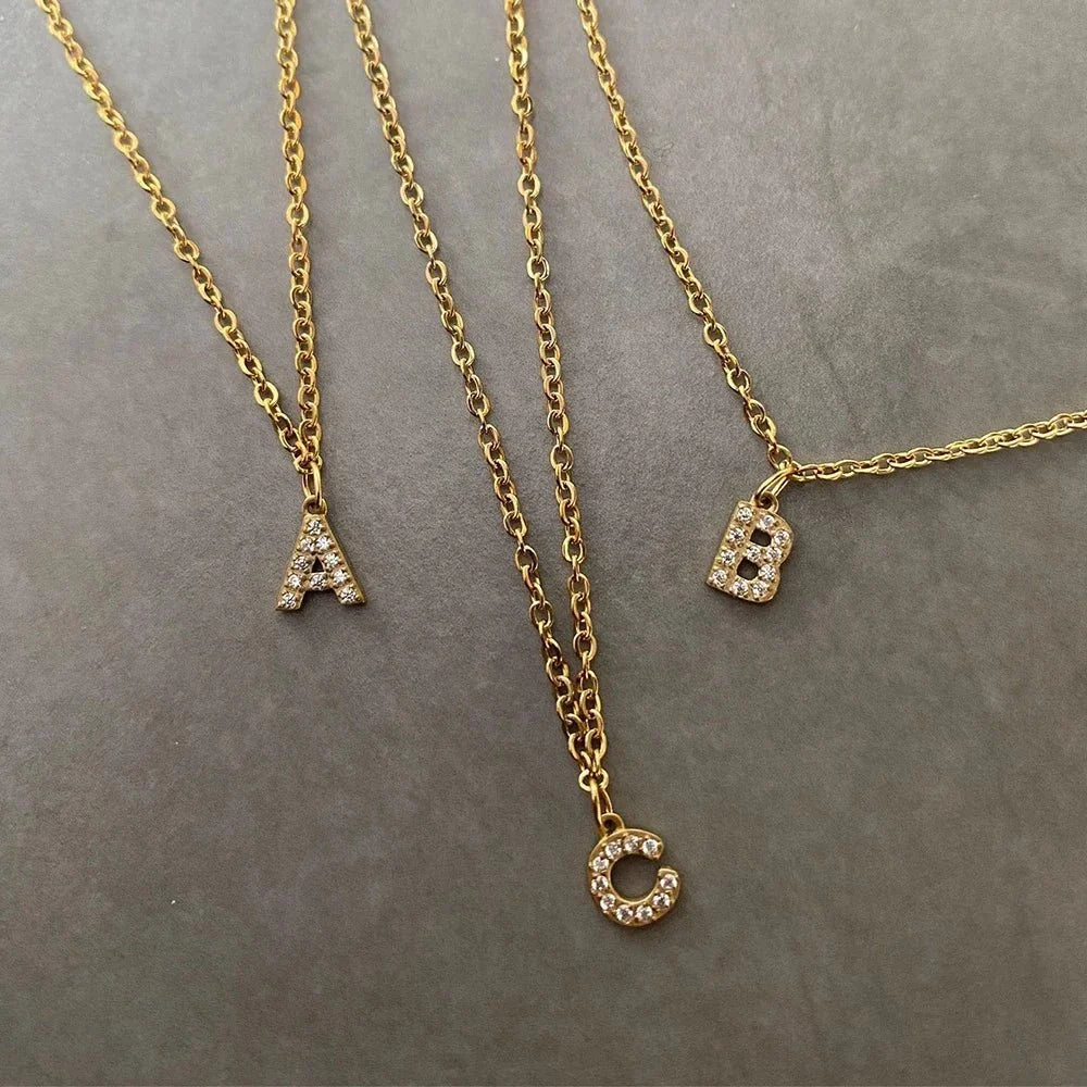 Dainty Zircon Letter Initial, Number, Symbol Chain Necklace