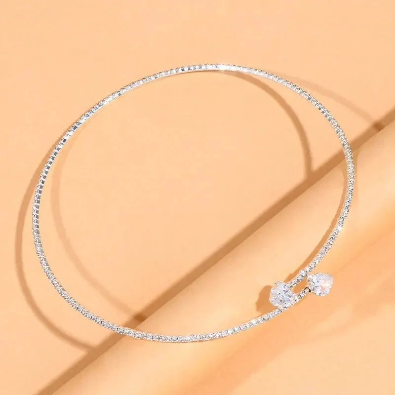 Diamond Heart Open Choker Necklace