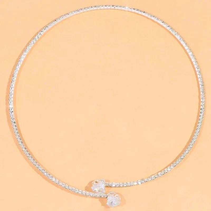 Diamond Heart Open Choker Necklace
