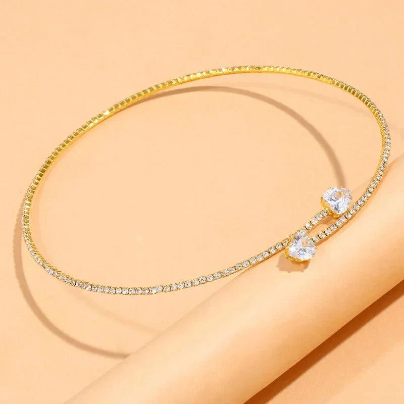 Diamond Heart Open Choker Necklace