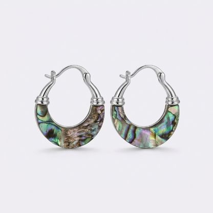Iridescent Shell Huggie Hoop Earrings
