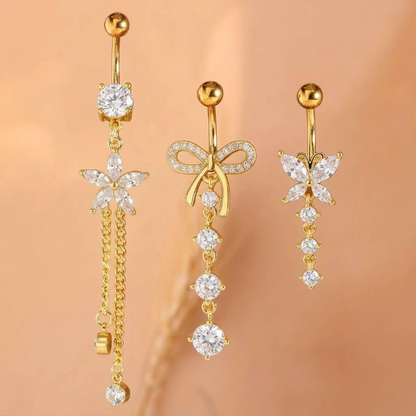 3pc Y2K Dangle Belly Ring Set