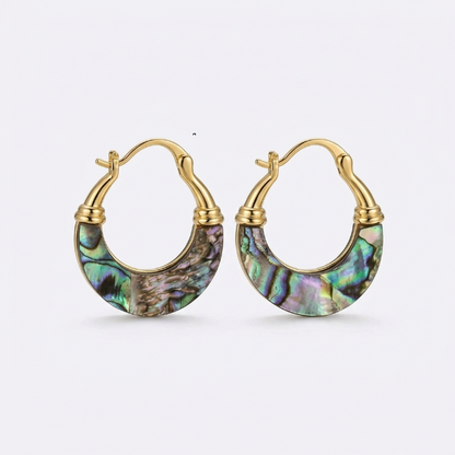 Iridescent Shell Huggie Hoop Earrings