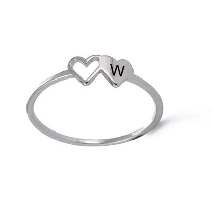 Dual Heart Letter Initial Ring
