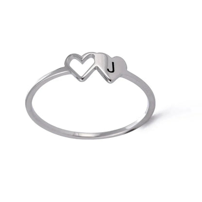 Dual Heart Letter Initial Ring