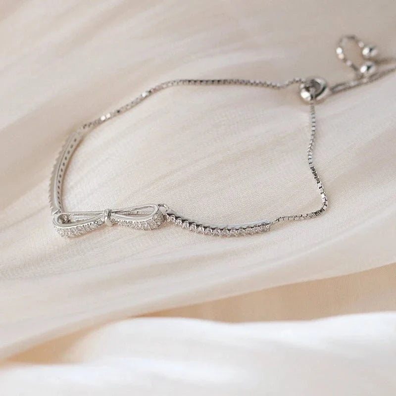 Elegant Diamond Bow Bracelet