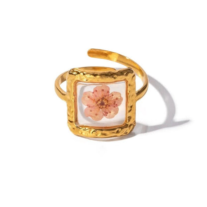 Elegant Floral Adjustable Rings