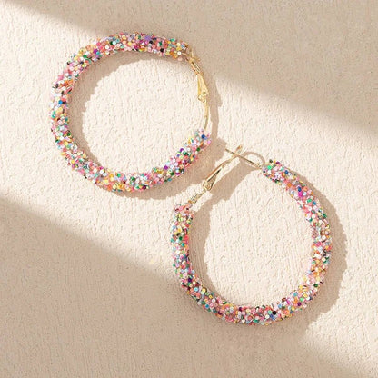 Feminine Rainbow Sprinkle Hoop Earrings