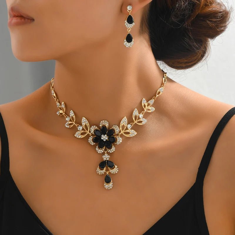 Floral Diamond Necklace and Earring Set