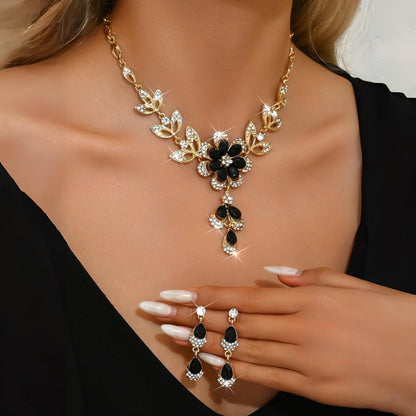 Floral Diamond Necklace and Earring Set
