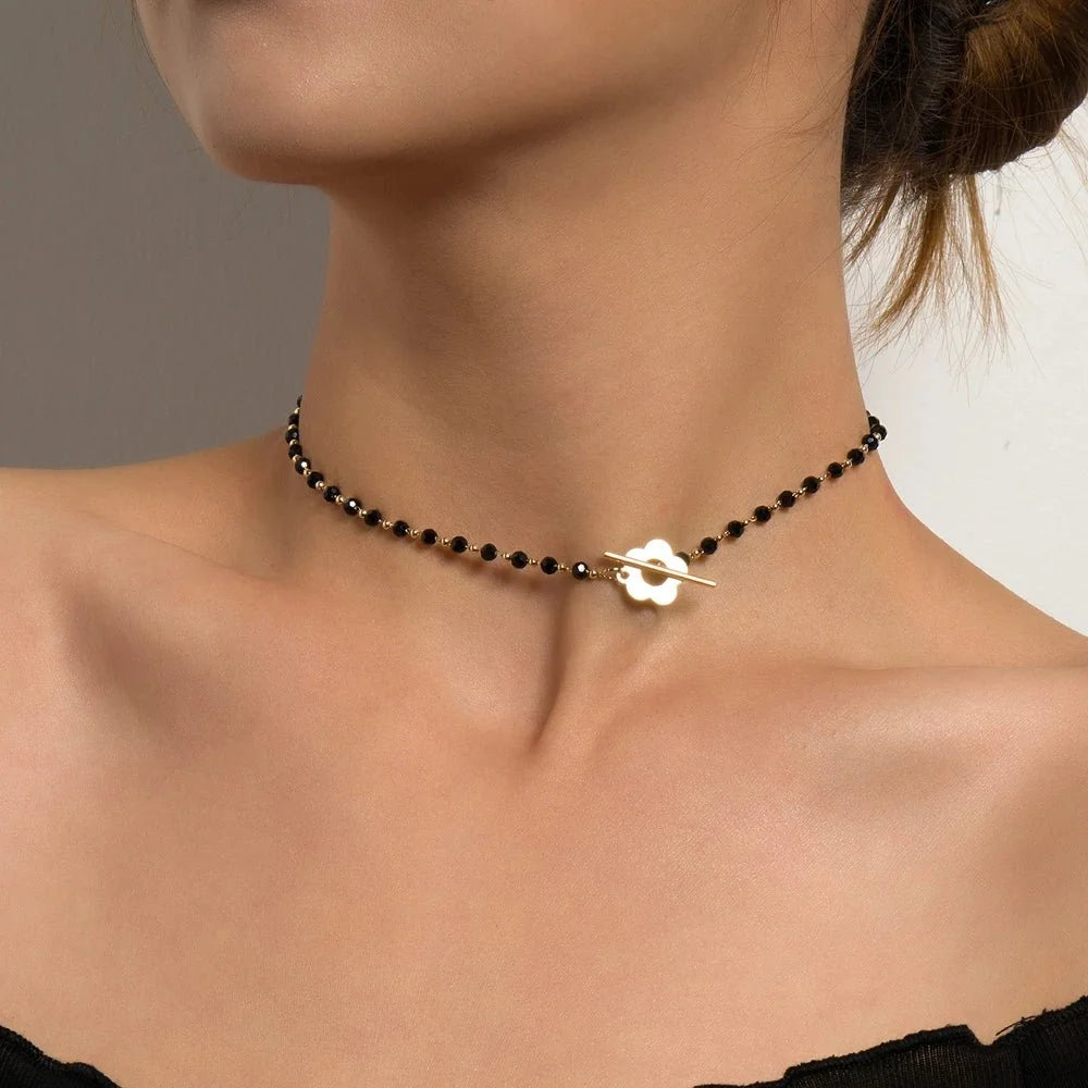 Floral Choker Flower Clasp Necklace