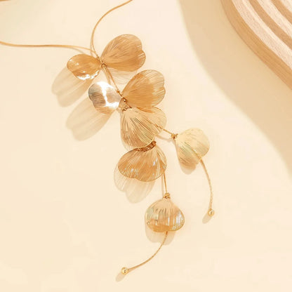 Floral Petals Lariat Tassel Necklace