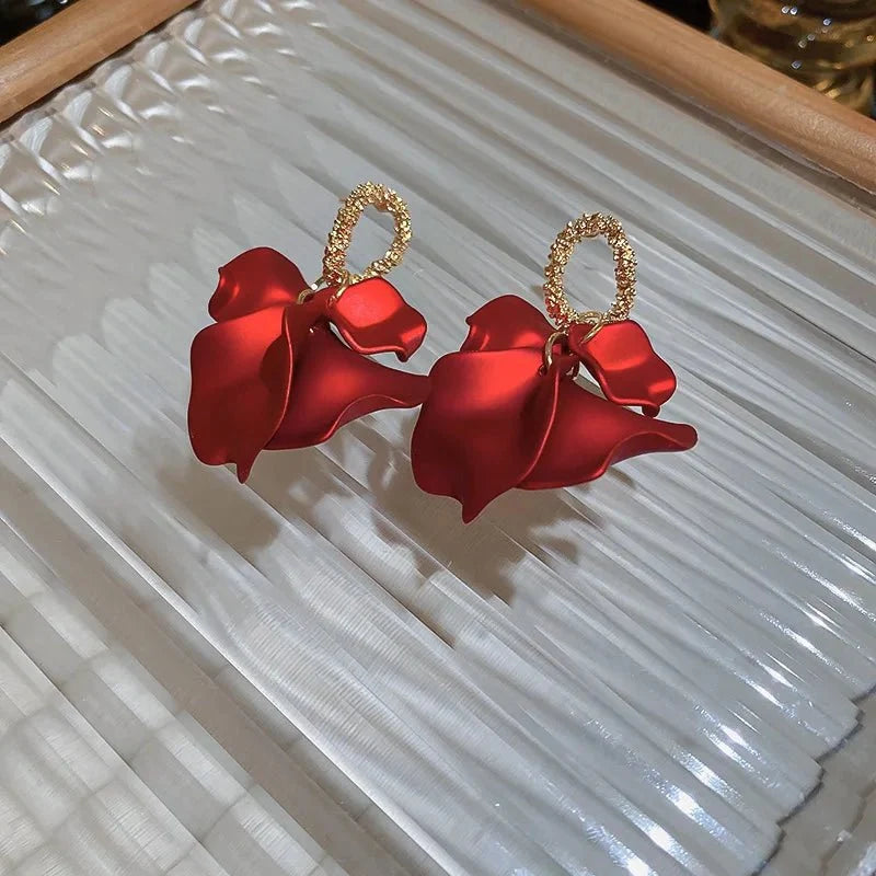 Floral Rose Petal Earrings